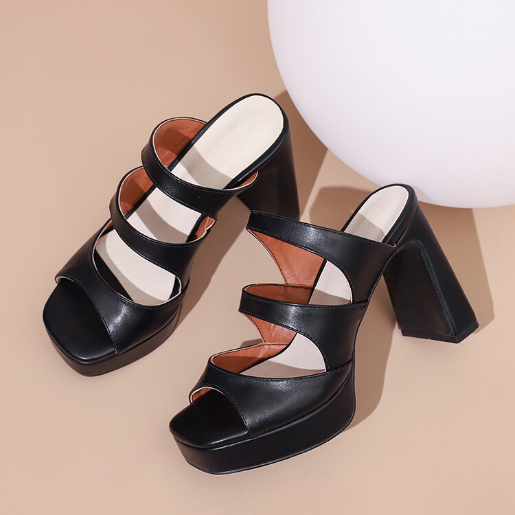 Women's Closed Toe Platform Sandals Chunky High Heel Slip On