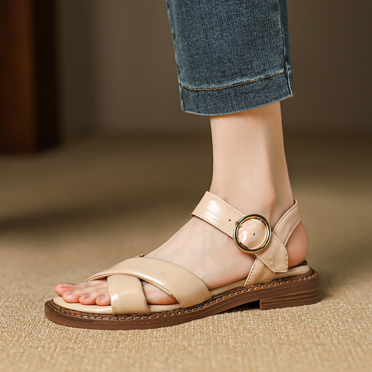 Casual Sandals for Women Low-Top Open-Toe Flat Heel Summer 2024