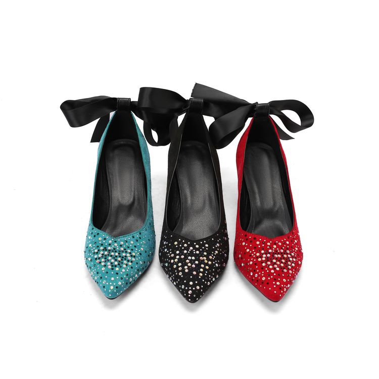 Women's Pointed Toe Mid Heel Pumps in Leather
