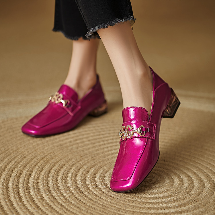 High Top Shoes with Patent Leather and Metal Accents