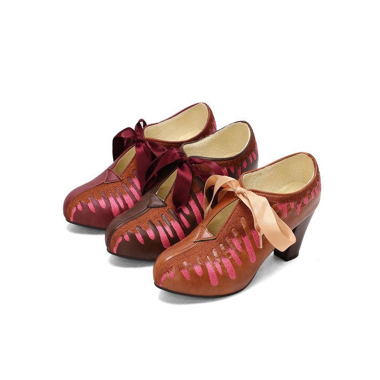 Fashion Pointed Toe Chunky Mid Heel Pumps